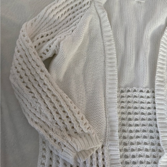 Gymboree White Knitted Open Front Cardigan Sweater Girls Size 10/12 - Picture 2 of 5